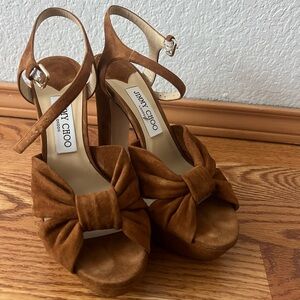 Jimmy Choo Brown Leather Heels with Ankle Strap